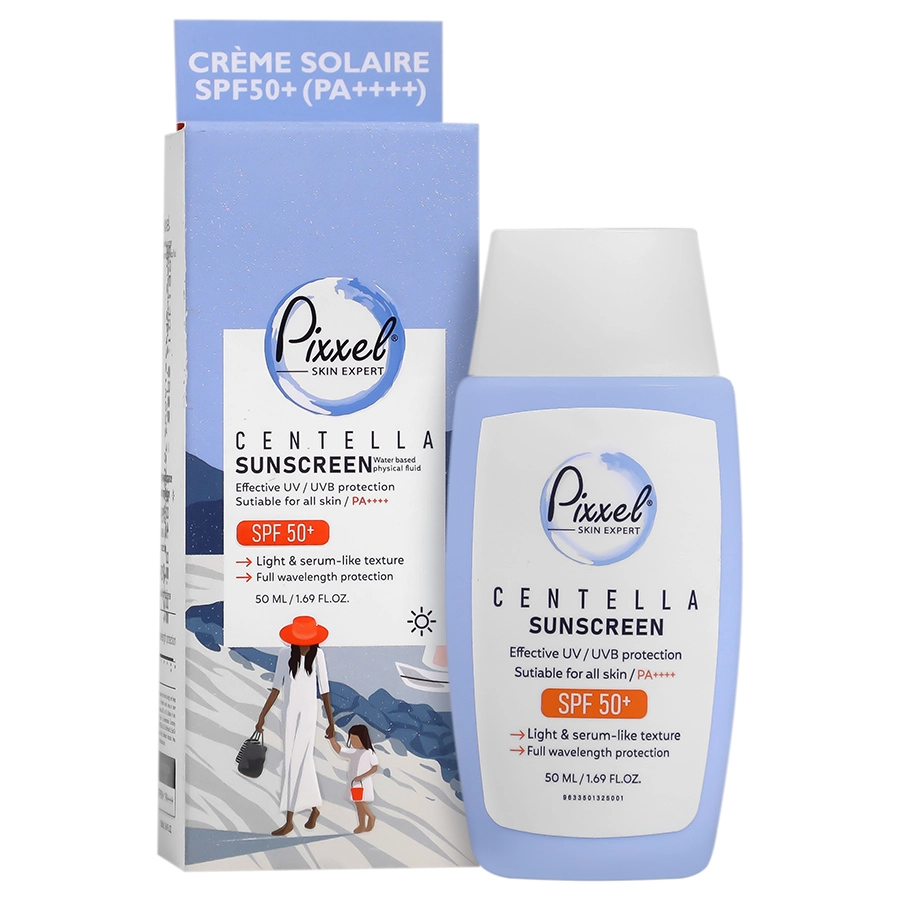 کرم ضد آفتاب بی رنگ پیکسل مدل Centella مناسب انواع پوست