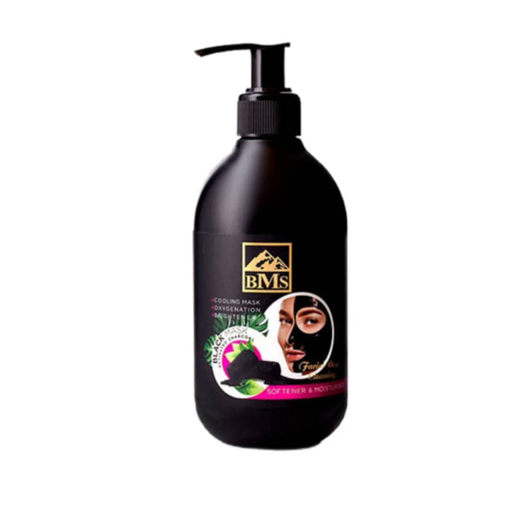 ماسک صورت زغالی بی ام اس مدل BMS حجم 300 میلیلیتر لایهبردار عمیق، نرمکننده، خنککننده، درخشانکننده، مرطوبکننده، اکسیژنرسان و آرامشبخش، مناسب انواع پوست و استفاده روی صورت و گردن