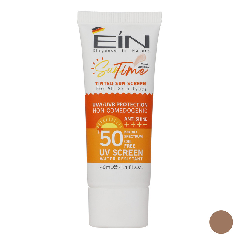 کرم ضد آفتاب رنگی ای آی ان SPF 50 مدل suntime ‌مناسب انواع پوست حجم 40 میلی‌لیتر