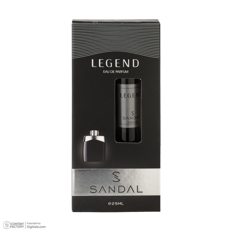 عطر جیبی مردانه صندل مدل LEGEND با رایحه شیرین، خنک حجم 25 میلیلیتر