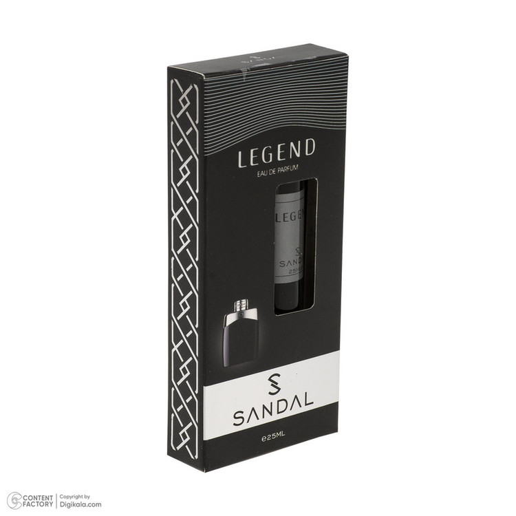 عطر جیبی مردانه صندل مدل LEGEND با رایحه شیرین، خنک حجم 25 میلیلیتر