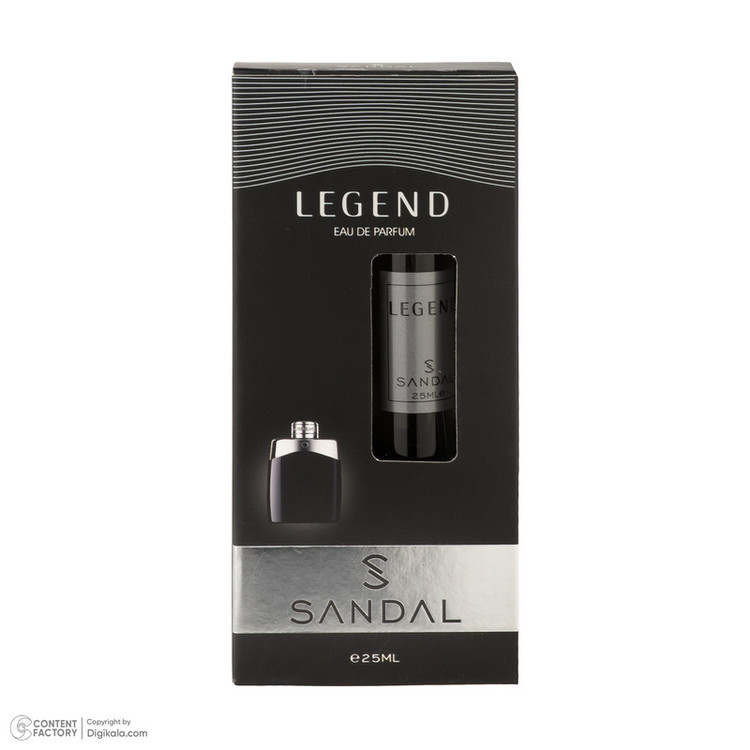 عطر جیبی مردانه صندل مدل LEGEND با رایحه شیرین، خنک حجم 25 میلیلیتر