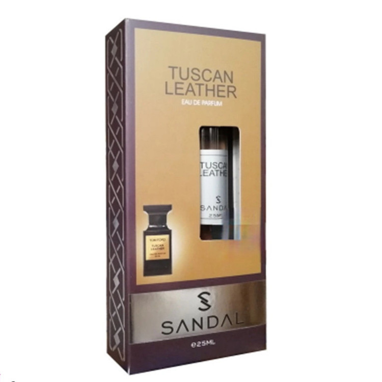 عطر جیبی مردانه صندل مدل Tuscan leather حجم 25 میلی لیتر